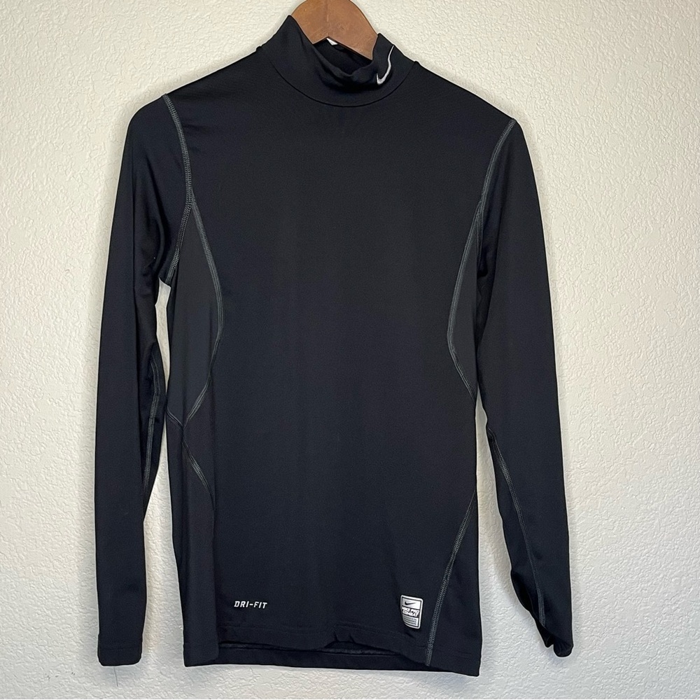 Nike Pro Combat Dri Fit Fitted Black Long Sleeve Shirt Men's Small